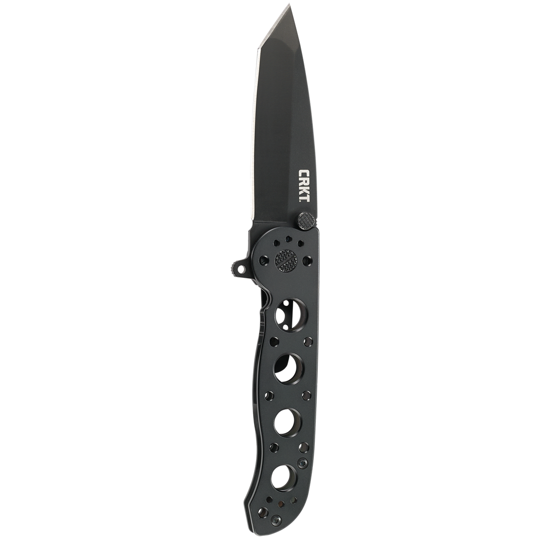 Black folding knife with 'CRKT' branding on a white background