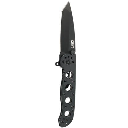 Black folding knife with 'CRKT' branding on a white background