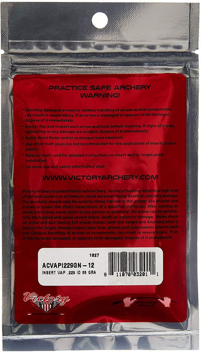 Victory Archery .166" VAP Shok Aluminum Inserts 34 Grain - 12 Pack