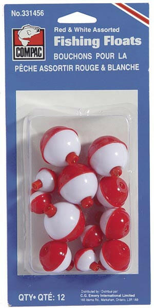 COMPAC Red & White Bobber Assortment 12pcs
