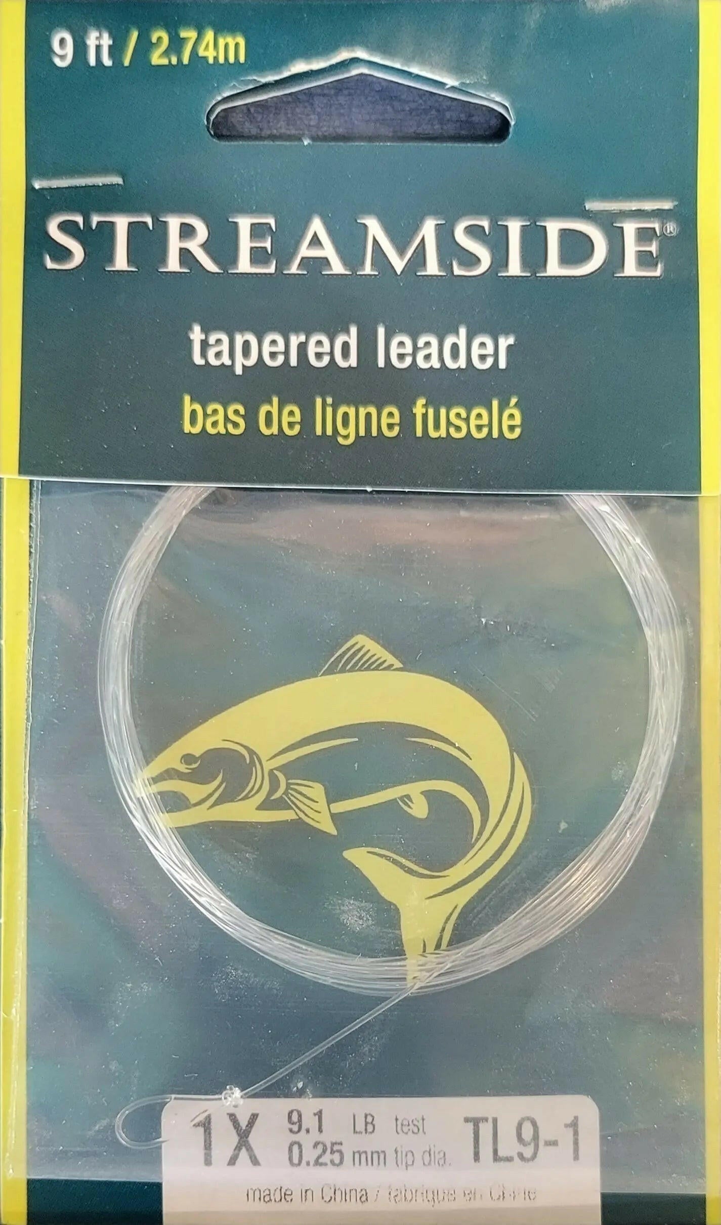 Streamside Tapered Leader 1x 9.1lbs0.25mm tiTip Dia. 9ft.