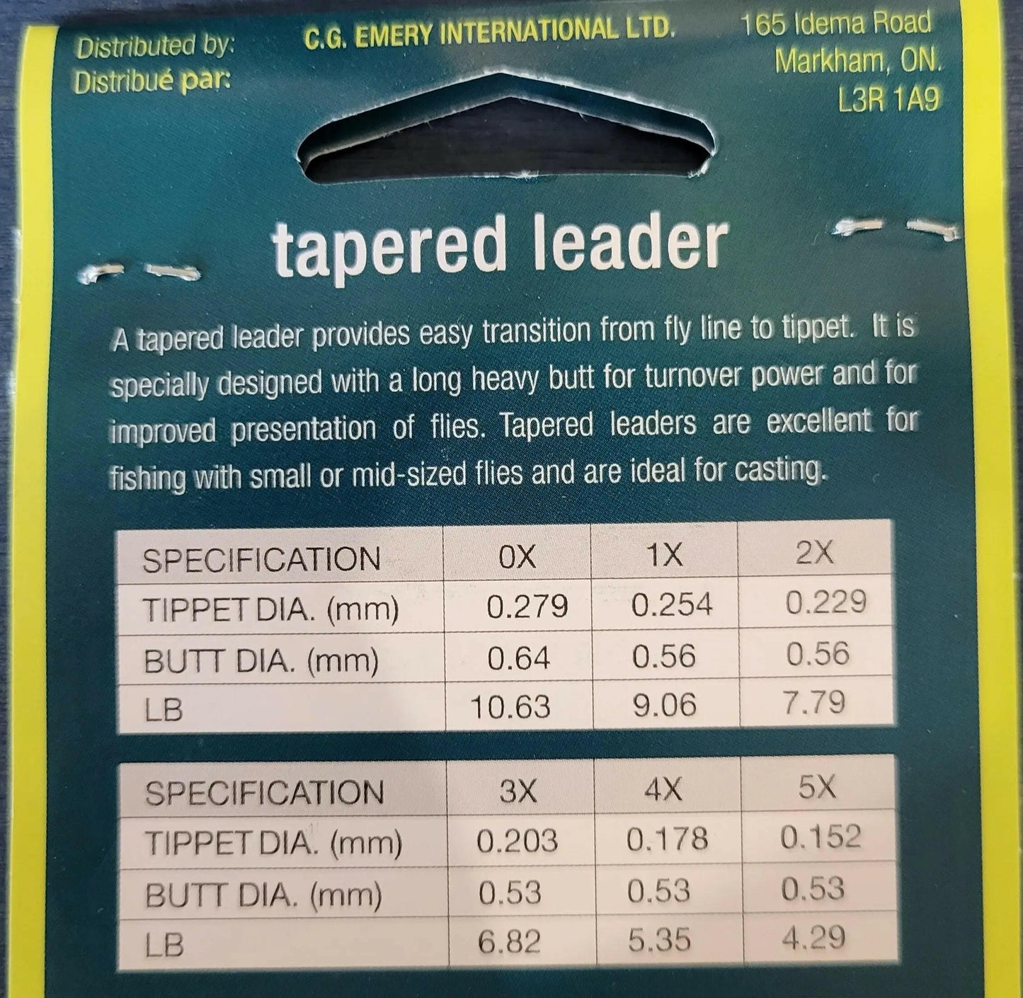 Streamside Tapered Leader 1x 9.1lbs0.25mm tiTip Dia. 9ft.